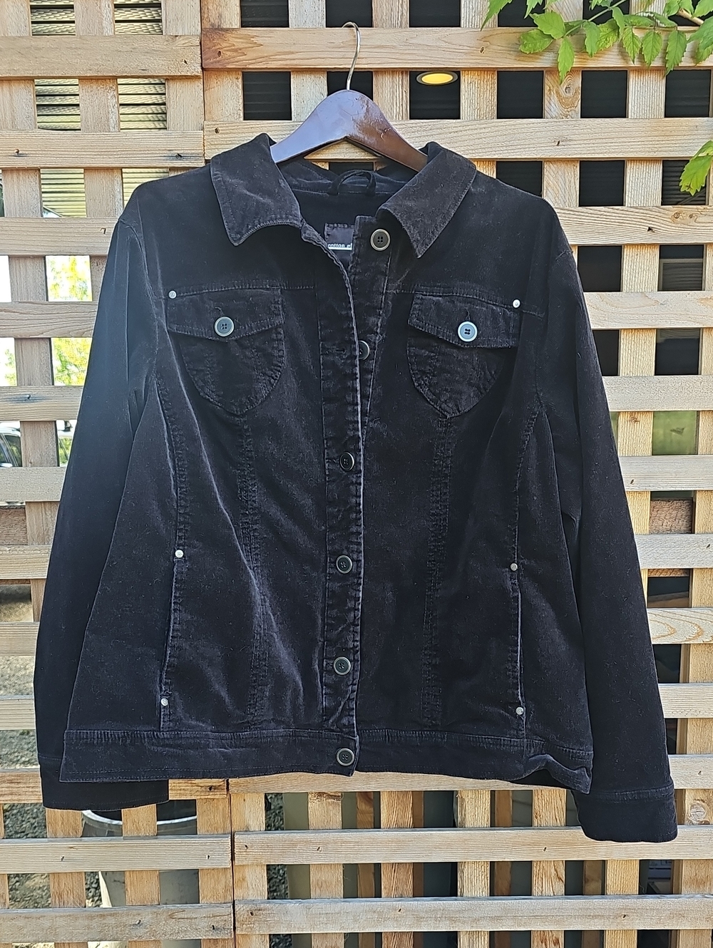 Black Corduroy Cotton Ginny Button-Up Jacket